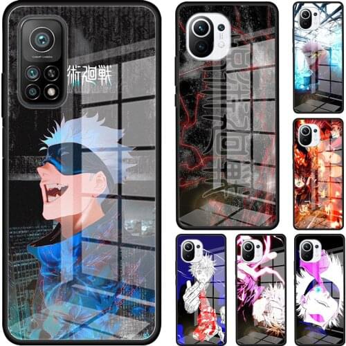 Jujutsu Kaisen Satoru Gojo Anime Glass Phone Case For Xiaomi Mi 11 Ultra Poco X3 NFC 10T Pro Note 10 Lite 5G 9T M2 F2 11i Cover