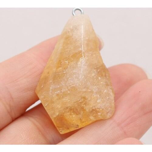 Natural Gem Yellow Pendant DIY Simple OL Necklace Sweater Chain Jewelry Accessories Pendants Anniversary Gift Making for Women
