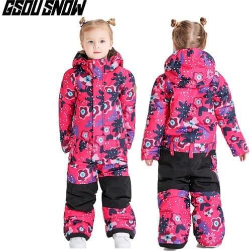 GSOU SNOW Ski Jacket Colorful Winter Twins Kids Girls Water-Resistant Breathable Windproof Snowboard Suit Outdoor Overall Coat