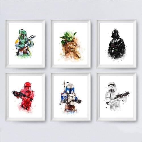 Star Wars Watercolor Canvas Art Paintings Movie Poster and Printable Wall Art Picture for Living Room Cuadros Home Decoration