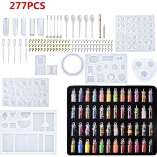 1set/277pcs Sequin Bottle Drop glue Silicone Mold set For Necklace Earring Pendant Jewelry Making DIY UV resin mould