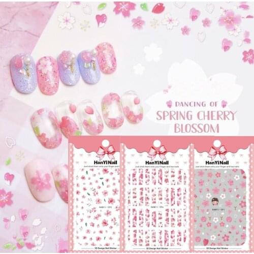 1 Pcs Spring Flowers Nail Sticker Adhesive Plants Colorful Beautiful Sakura Nail Transfer Sticker Decals Nail Art Decoration