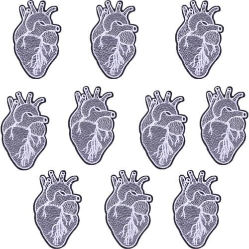 10pcs/set Heart Patch Iron On Patches Apparel Sewing Fabric Accessories DIY Rock Stickers Human Organs Applique Badge Wholesale