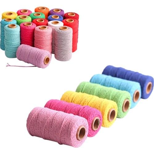 100m Long/100yard Pure Cotton Twisted Cord Rope Crafts macrame Artisan String 20colors Can Be Choosen For Home Decoration
