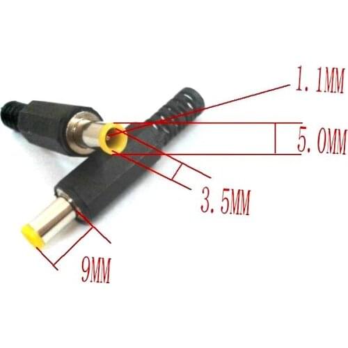 100 Pcs 5.0mmx3.5mX1.1 mm DC Power cable Male Plug Adapter CCTV Notebook