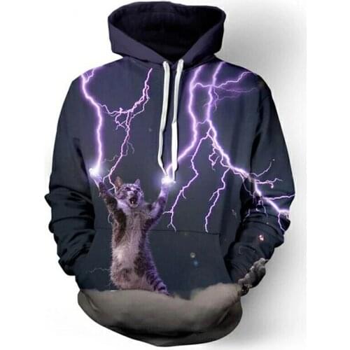 Cosmic thunder cat sweatshirt cat lightning thunder 3d hoodie sweatshirt for men and women Harajuku hoodie casual sweatshirt