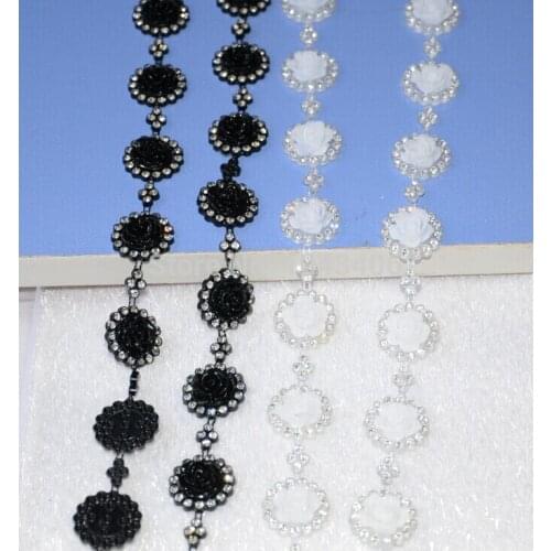 5yard/lot Craft crystal Rhinestones Trimming Banding flower Chain Sewing on Trim Lace Ribbon Trim for Wedding Dress