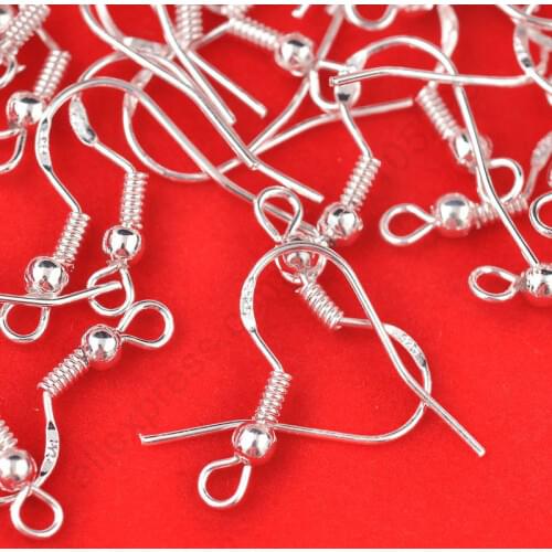 Fast Shipping Wholesale 400PCS Lot 18mm 925 Sterling Silver Earring Hooks Ball Jewelry Accessory Findings Ear Wire