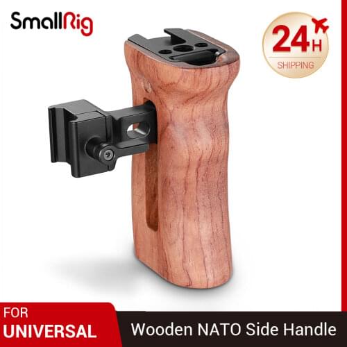 SmallRig QR Quick Release Camera Video Handle Grip Stabilizer Universal Wooden Nato Side Handle with Cold Shoe Mount 2187