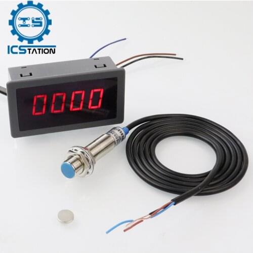Digital Tachometer Engine Tach Hour Meter Engine RPM Gauge Speed Meter with Hall Proximity Sensor Switch 10-9999 Motor Engine