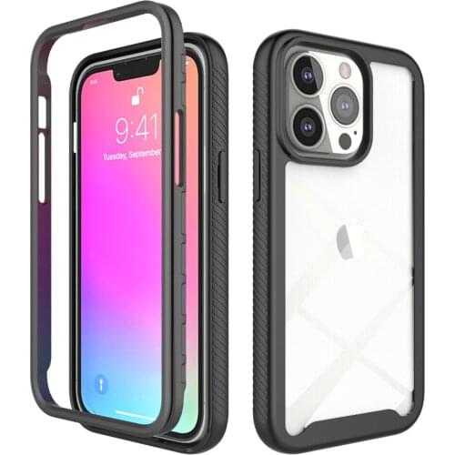 2 in 1 Hybrid Rugged Armor Shockproof Case For iPhone 13 12 11 Pro Max Xs SE 2020 XR X 8 7 6 Plus Transparent Acrylic Back Cover