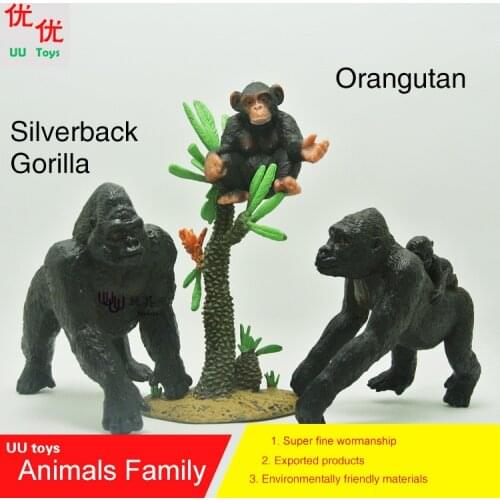Hot toys:King Kong Silverback gorilla (Orangutan) family pack Simulation model Animals kids toys children educational props