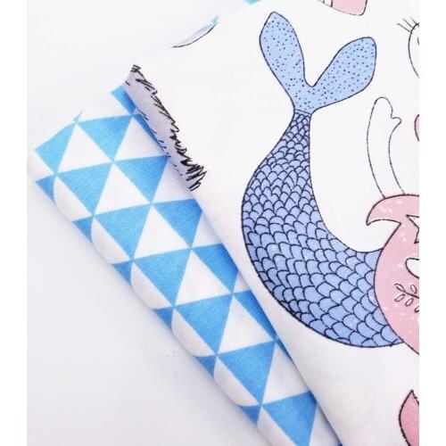 Childish Style Printed Cotton Twill Fabric Cartoon Animal/Geometric Patterns Printing DIY Quilting Sewing Handmade Cotton Fabric