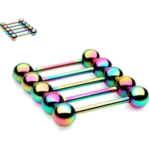 Fashion stainless steel titanium plated color black Gold Color tongue ring tongue nail human body piercing accessories