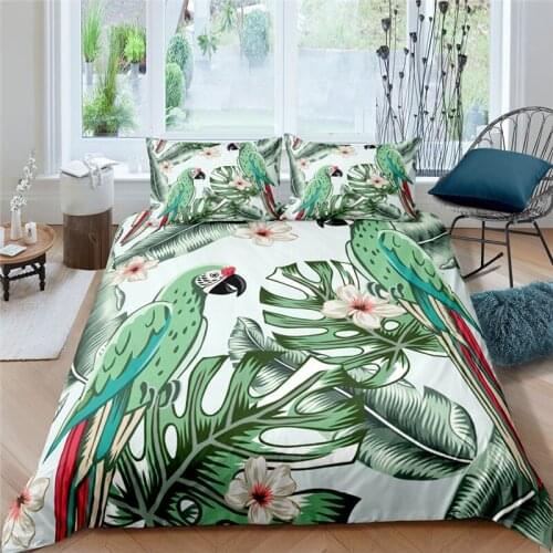 Bedding Sets Luxury 3D Parrot Print 2/3Pcs Comfortable Kids Aldult Duvet Cover Pillowcase Home Textile Single Queen/King Size