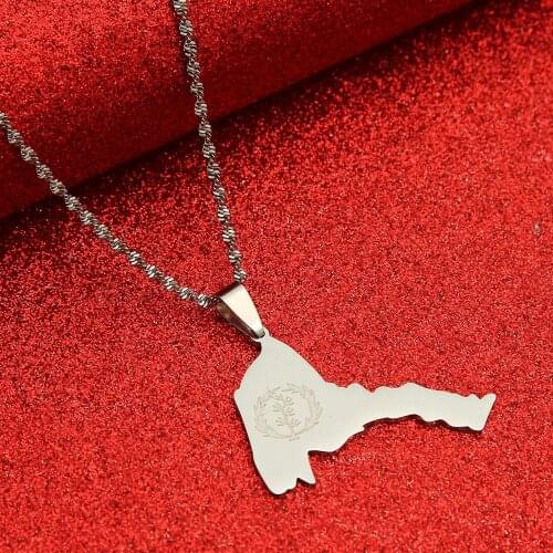 Eritrea Map Flag Pendant Necklaces Chain Women Girls Map of Eritrea African Necklace Ethiopia