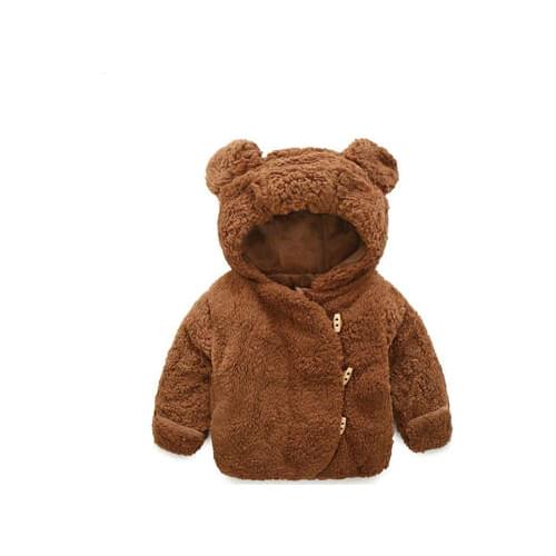 3M-2Y Winter Boys Hooded Jacket Bear Thicken Cute Baby Girls Coats Polar Fleece Baby Clothing girls Snow Coats Spring