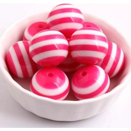 Kwoi vita Chunky Round 20MM Hotpink Color 100pcs Resin Strips Beads Jewelry