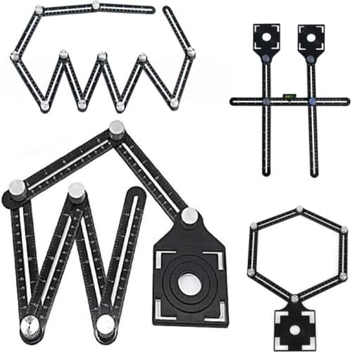 6-fold Aluminium Alloy Angle Ruler Finder Measuring Ruler Perforated Mold Template Tool Izer Locator Drill Guide Tile Hole