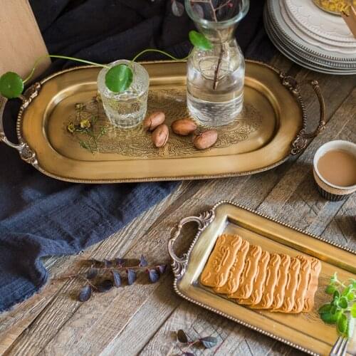 Pure Copper Tray Decoration Storage Tray Modern European Court Retro Nostalgic Gift