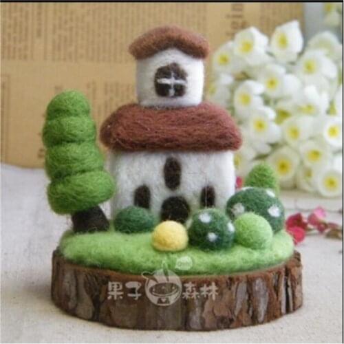 Small House Romantic House Business Card Clipwool needlepoint kit wool felt needle felting decoration craft needlecraft DIY