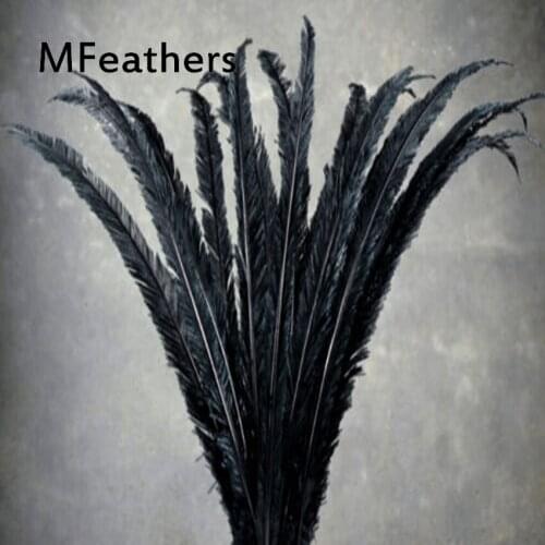 MFeathers 50PCS/Lot 50-55CM (20-22inch) Black Ostrich Nandu Trimed Feathers for Hats/Crafts Wedding Decorations Carnival Plumas