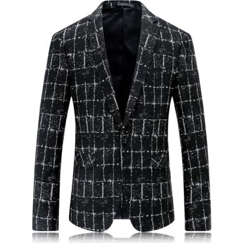 2019 Spring And Autumn New Style Mens Printed Flannel Leisure Suits Mens Casual Grid Jacket Coat Suit Blazers