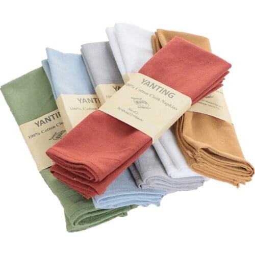 Set of 4 Dinner Hotel Kitchen Cotton Table Cloth napkins with Hemmed Edges Place Mat Tableware Durable Towel Wedding Decoration