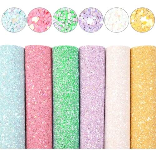 A5 Size 8Pieces/set Chunky Glitter Synthetic Leather Patchwork Hair Bow Earrings Making Handbag Phone Case DIY,1Yc9179