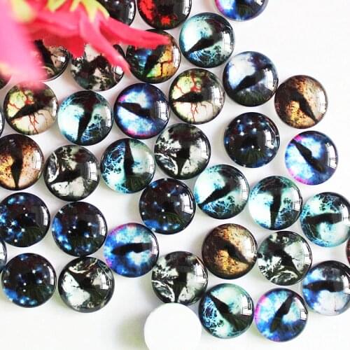 6 8 10 12 14 16 18 20 25mm Mixed "The world in your eyes" Round Glass Pattern Cabochon Flatback Photo Dome Cameo in pairs K05429