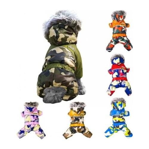 New Pet Clothing Winter Dog Clothes Hoodie Warm Padded Puppy Coat Coat Camouflage Jumpsuit