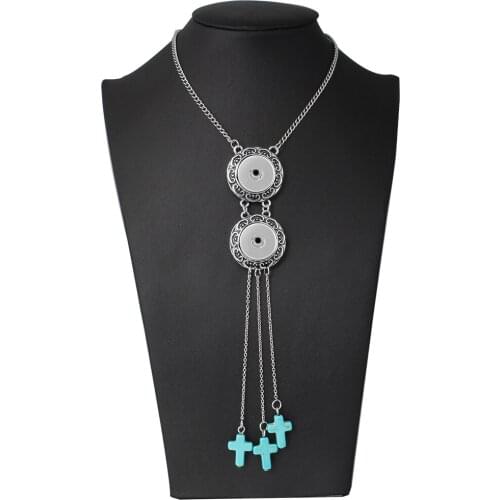 New Choker Necklace Snap Jewelry Vintage Long Tassel Snap Button Necklace Fit DIY 18mm 20mm Snap Buttons Choker Collar