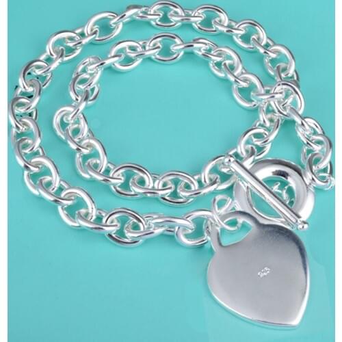 Heart Necklace For Women Necklaces & Pendants Silver color Jewelry Charms Jewellery Choker Colar Kolye Colares Gift M51