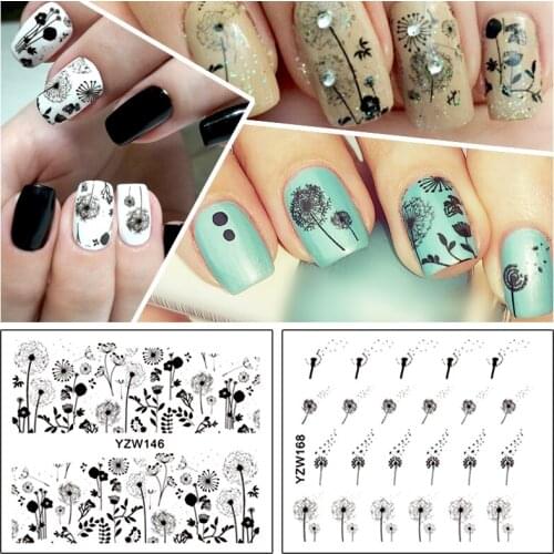 2 Patterns/Sheet Flying Dandelion Nail Art Water Decals Transfer Sticker YZW146&168