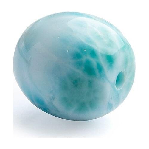 Genuine Natural Blue Larimar Gemstone Barrel Shape Crystal Bead Woman Lady Pendant For Necklace 15x14.5mm