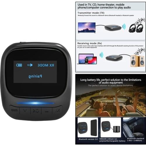 Bluetooth Transmitter Receiver Wireless Audio Adapter 3.5mm Aux Port Low Latency Pair 2 Devices at Once for TV Car