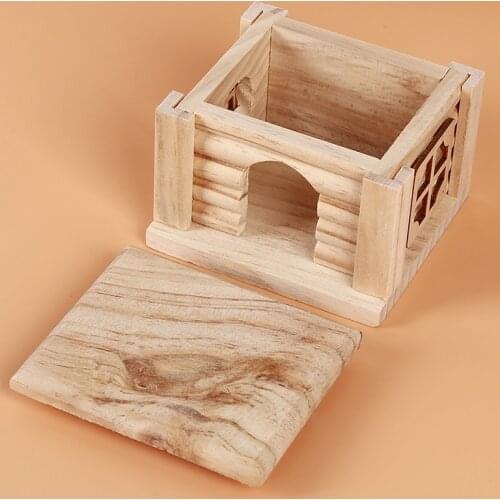 Durable Wooden Hamster Nest House Odorless Non Toxic Wooden Hut And Castle Small Animal Playground Chew Toy