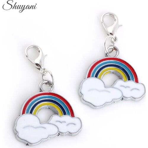 20pcs/lot Free Shipping 21*24mm Enamel Alloy Rainbow Charms DIY Metal Bracelet Necklace Jewelry Findings