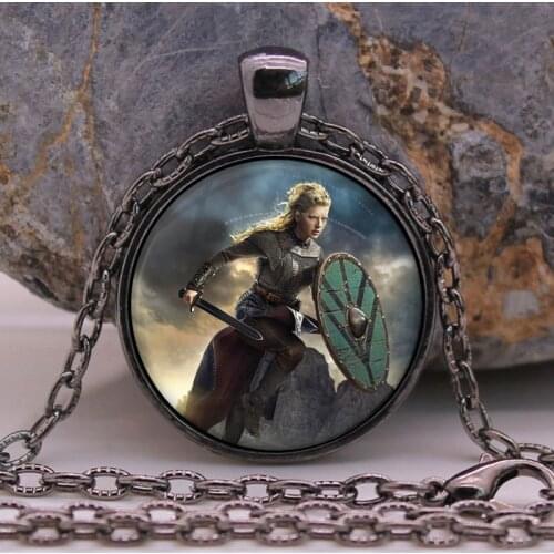 Ragnar the Vikings necklace The shield of Lagertha Rollo pendant jewelry Cothic Glass Cabochon Necklace pendant Gifts