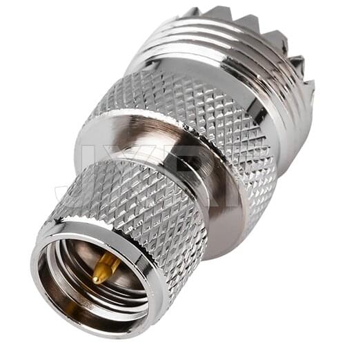 JX RF Connector SO239 UHF Female to Mini UHF Male Coaxial Adapter for Walkie talkie Antenna