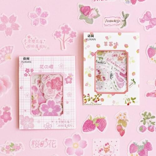 Pink flower Fruits Flamingo Decorative Stickers set Scrapbooking Stick Label Diary Stationery Album Stickers