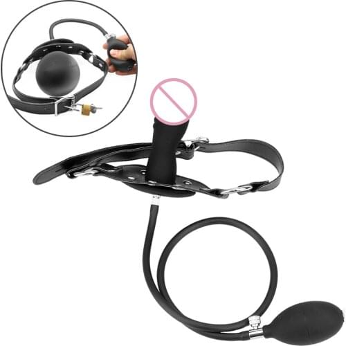 SM Bondage Fetish Mouth Plug Open Mouth Gag For Couples Flirt Inflatable Penis Gag Adult Games Sex Products Sex Toys