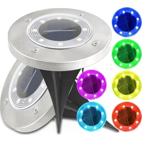Solar Underground Lawn Light LED Landscape Garden Waterproof Simple Ground Light Outdoor Garden Dustproof Color Light Stainless