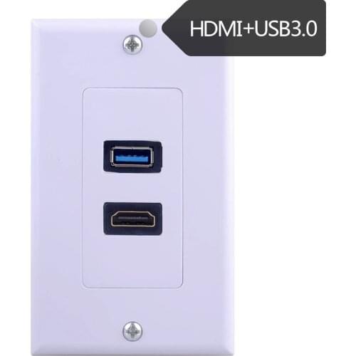 SOONHUA HDMI USB 3.0 Wall Plate Single GANG USB HDMI Wall Outlet Mount Socket Face Plate Cover USB Port Data Transmission