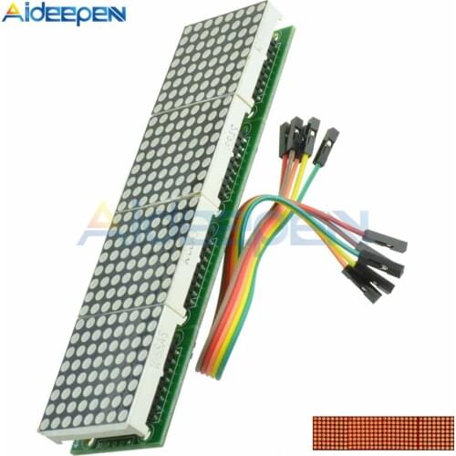 MAX7219 LED Microcontroller 4 In 1 Display With 5P Line Dot Matrix Control Module for Arduino Red Display