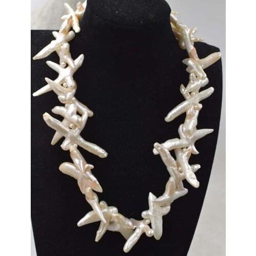 Wow! freshwater pearl necklace white near round 3-5mm and cross 18-30mm 20inch nature FPPJ wholesale beadsAA