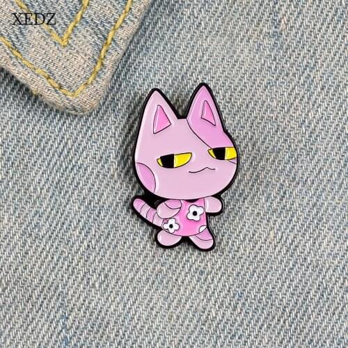 XEDZ New pink kitten wearing flower clothes color matching brooch fashion personality cute animal cowboy clothes pendant jewelry