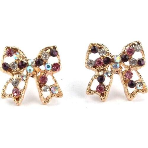 Jewelry Earrings Colorful Rhinestone Bowknot Ear Stud Earrings Women Lady Party Gift Earrings For Women 2020 Fashion Set