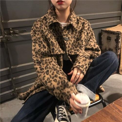 Womens new style POLO collar leopard print jacket women jacket