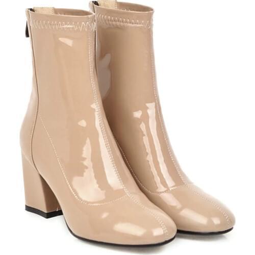 2020 Women Side Zipper Мартин сапоги Comfortable Mid Heel Ankle Boots Fashion Warm Winter Shoes Black Red White Women Boots